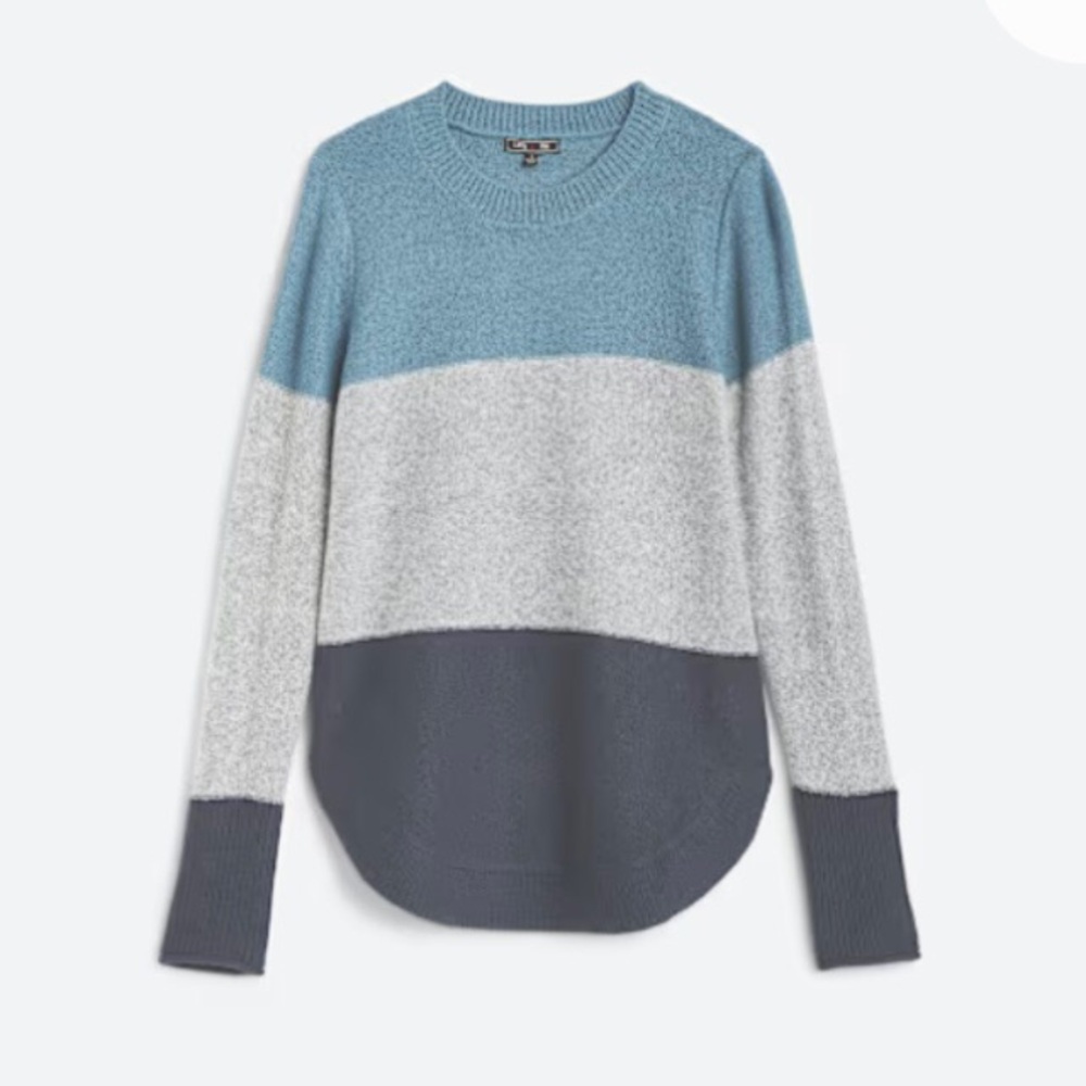 LETY & ME Sweater Whitney Colorblock  in Navy, Blue, and Gray. Large